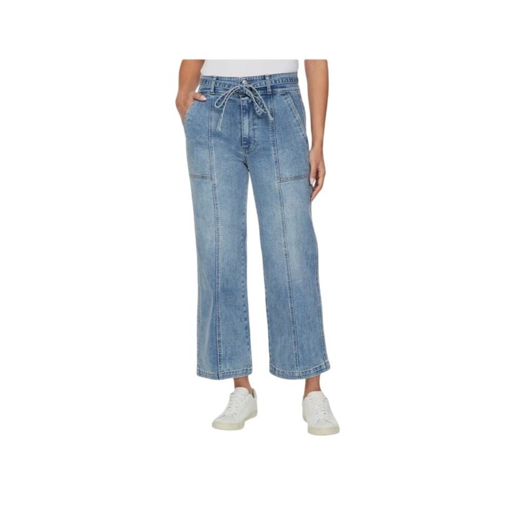 Hudson Size 8 Women's Wide Leg High Rise Crop Belted Jeans